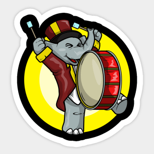 Elephant as Musician with Drum Sticker